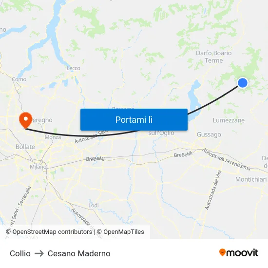 Collio to Cesano Maderno map