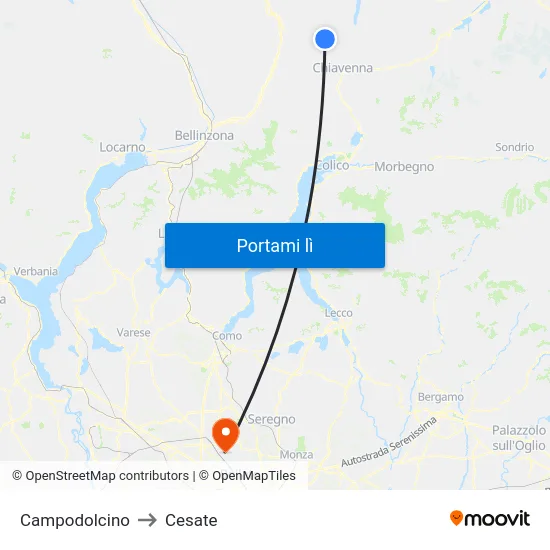Campodolcino to Cesate map