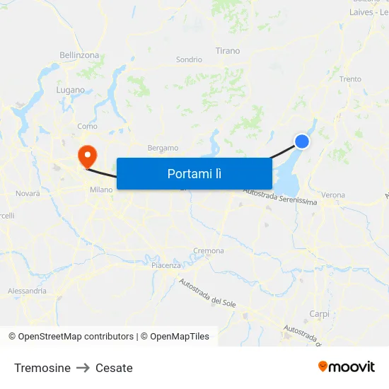 Tremosine to Cesate map