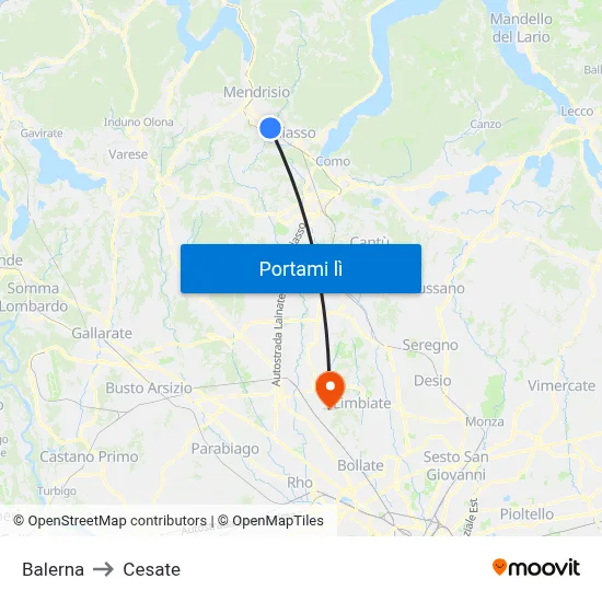 Balerna to Cesate map