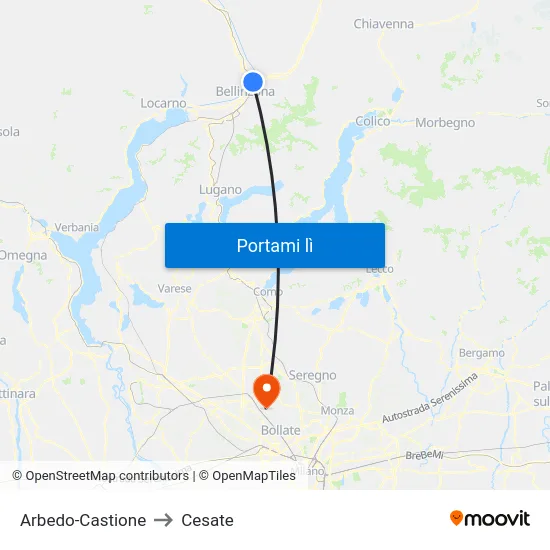 Arbedo-Castione to Cesate map