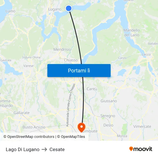 Lago Di Lugano to Cesate map