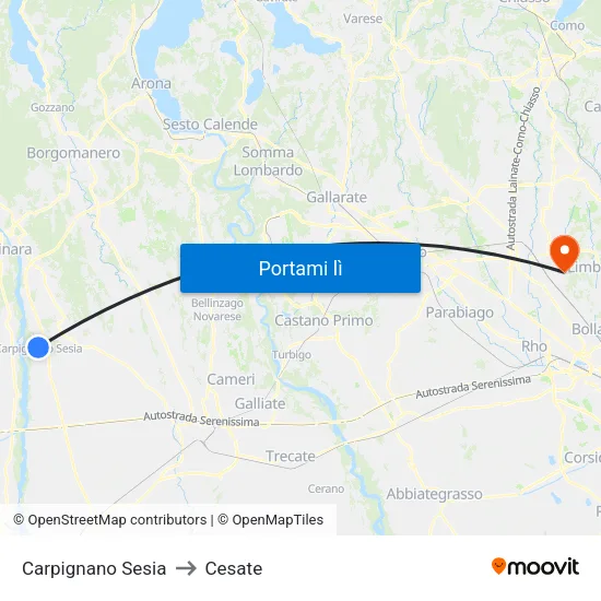 Carpignano Sesia to Cesate map