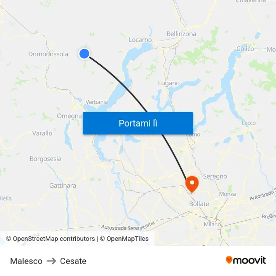 Malesco to Cesate map