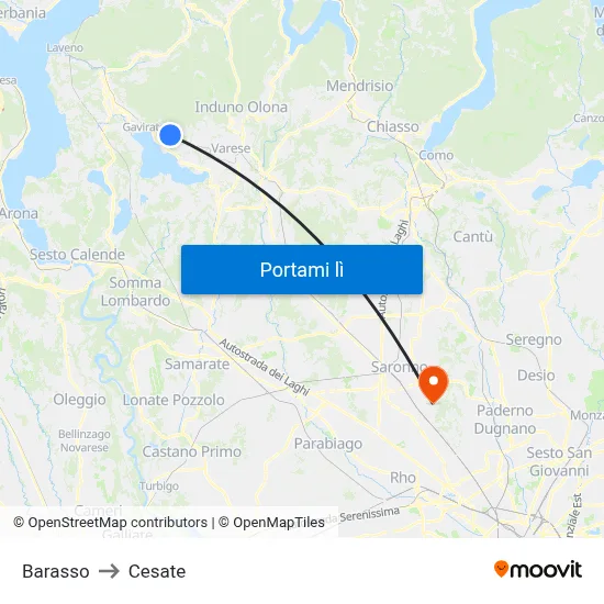 Barasso to Cesate map