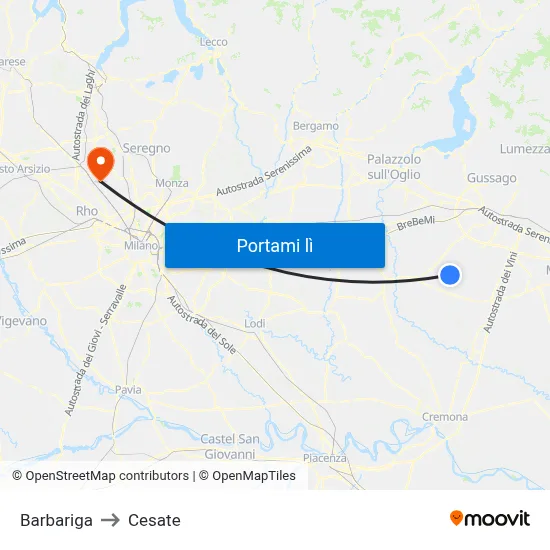 Barbariga to Cesate map