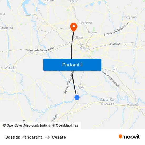 Bastida Pancarana to Cesate map