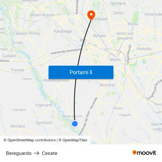 Bereguardo to Cesate map