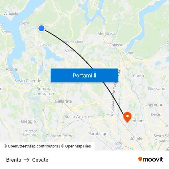 Brenta to Cesate map