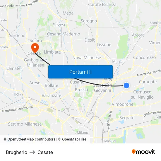 Brugherio to Cesate map