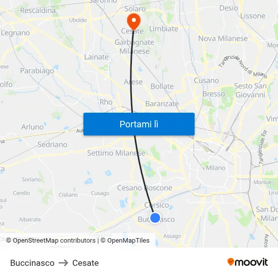 Buccinasco to Cesate map