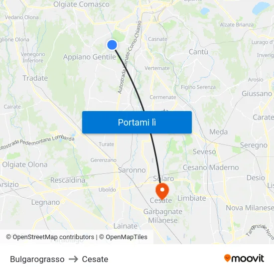 Bulgarograsso to Cesate map