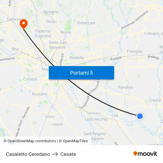 Casaletto Ceredano to Cesate map
