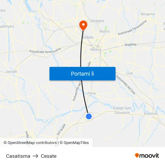 Casatisma to Cesate map