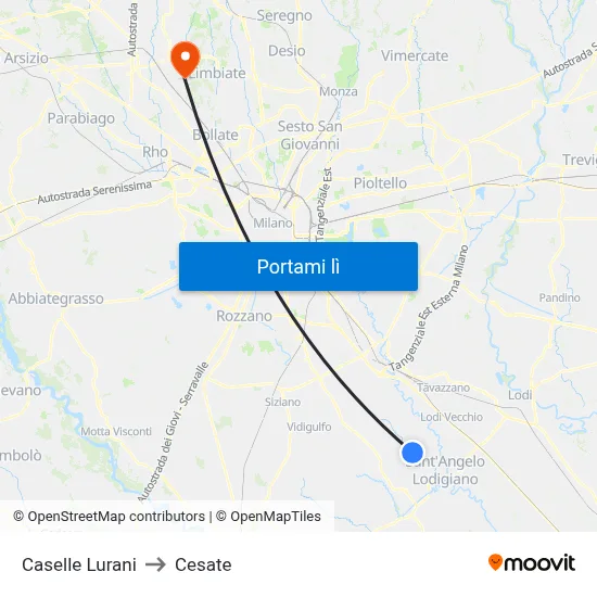 Caselle Lurani to Cesate map