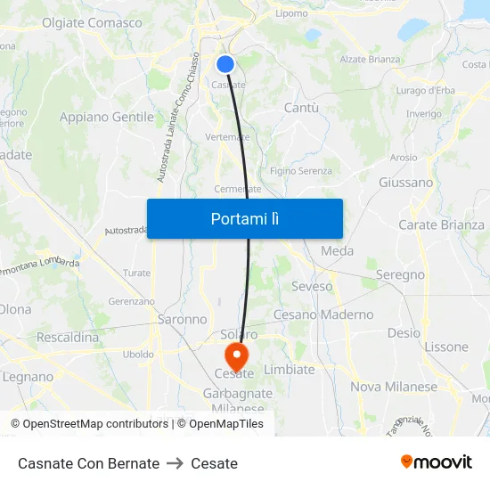 Casnate Con Bernate to Cesate map