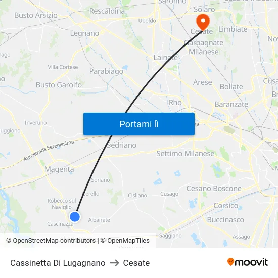 Cassinetta Di Lugagnano to Cesate map