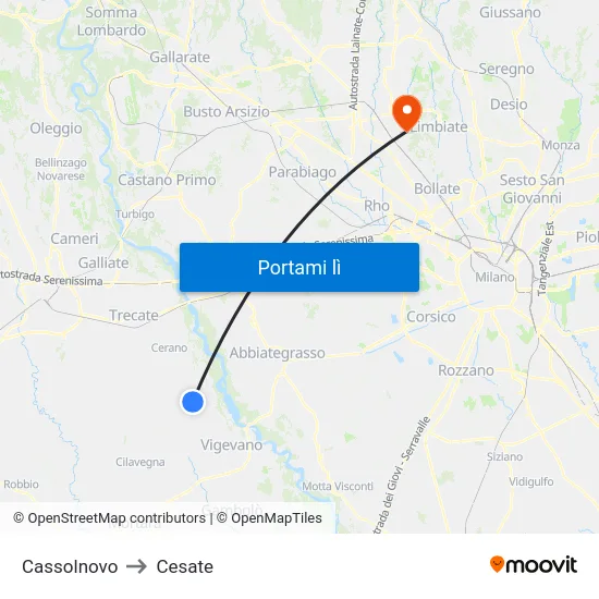 Cassolnovo to Cesate map