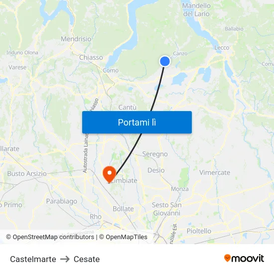 Castelmarte to Cesate map