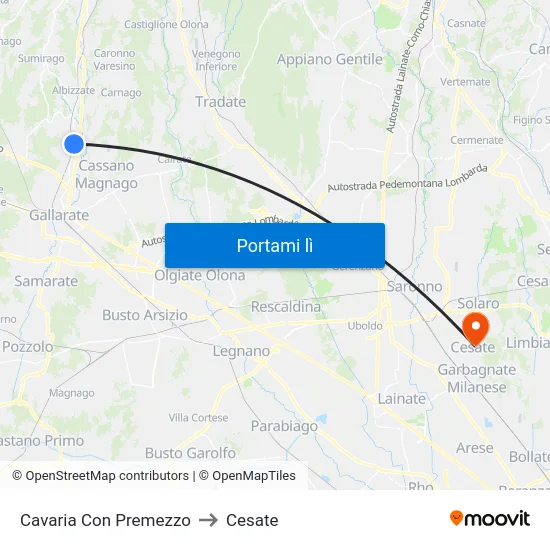 Cavaria Con Premezzo to Cesate map