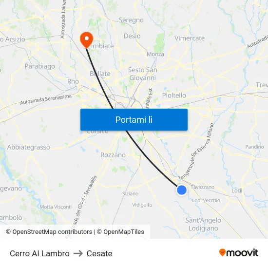 Cerro Al Lambro to Cesate map