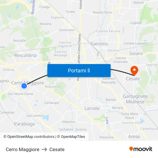 Cerro Maggiore to Cesate map