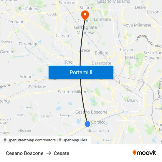 Cesano Boscone to Cesate map