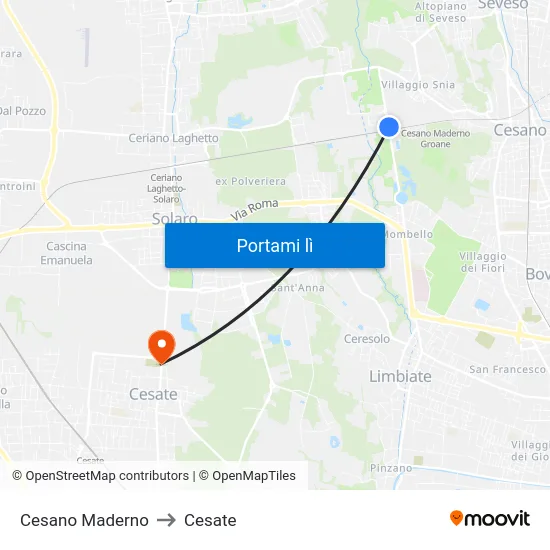 Cesano Maderno to Cesate map