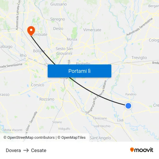 Dovera to Cesate map