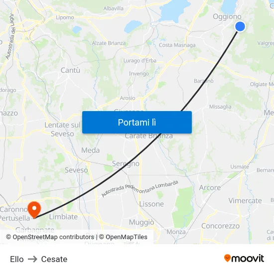 Ello to Cesate map