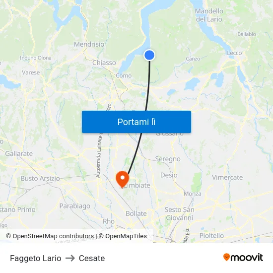 Faggeto Lario to Cesate map