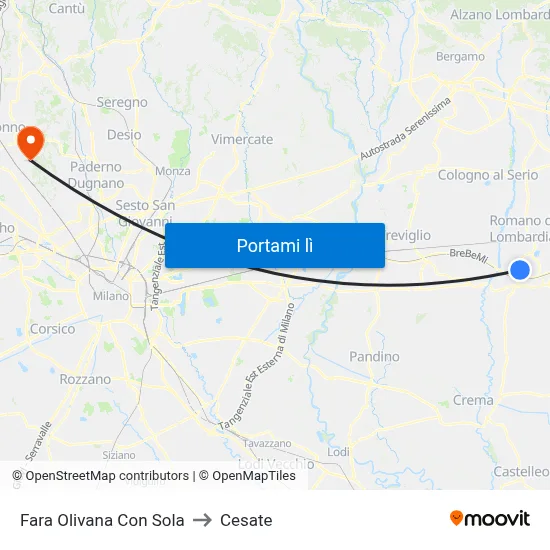 Fara Olivana Con Sola to Cesate map