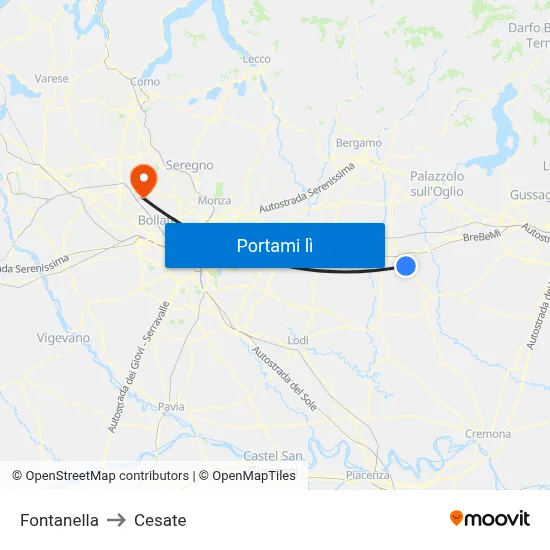 Fontanella to Cesate map