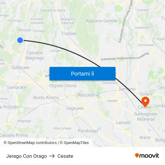 Jerago Con Orago to Cesate map