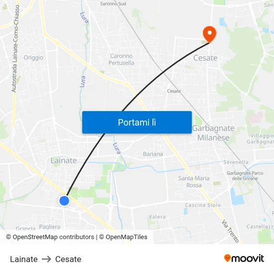Lainate to Cesate map