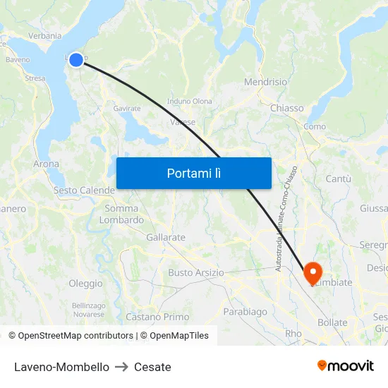 Laveno-Mombello to Cesate map