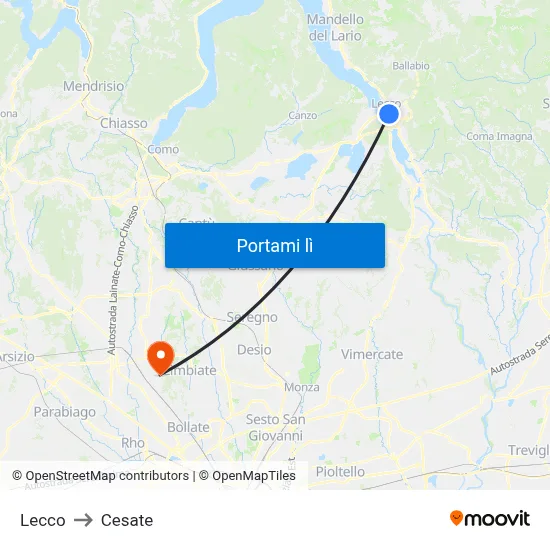 Lecco to Cesate map