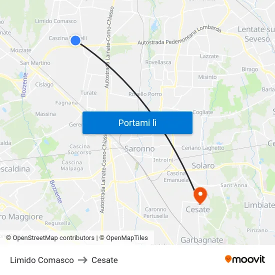 Limido Comasco to Cesate map