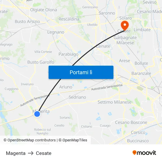 Magenta to Cesate map