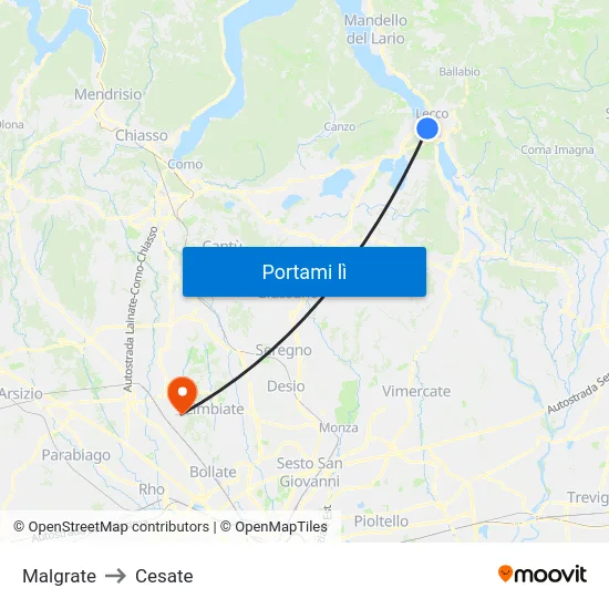 Malgrate to Cesate map