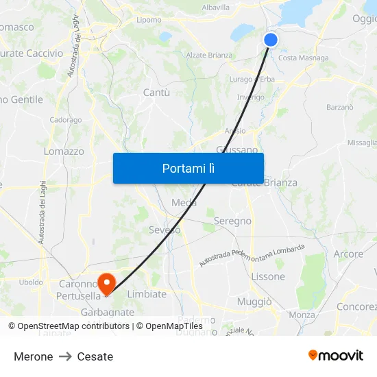 Merone to Cesate map