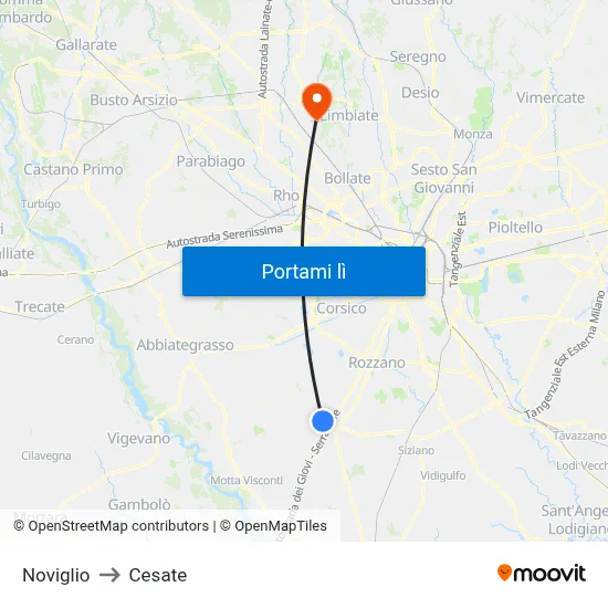 Noviglio to Cesate map
