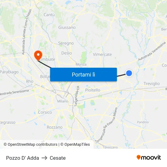 Pozzo D' Adda to Cesate map