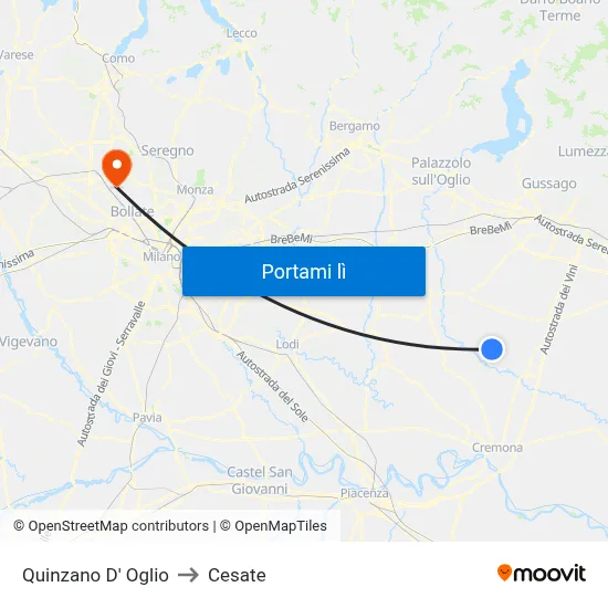 Quinzano D' Oglio to Cesate map