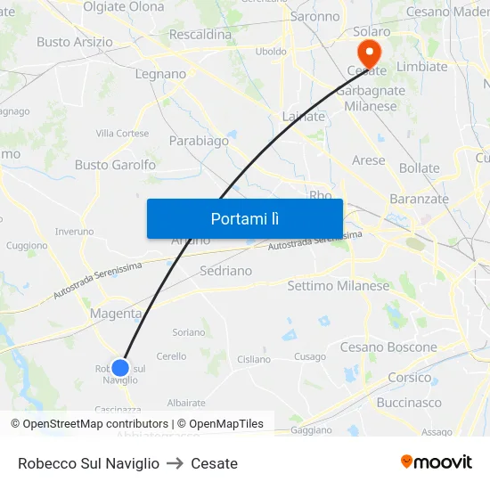 Robecco Sul Naviglio to Cesate map