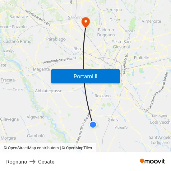 Rognano to Cesate map