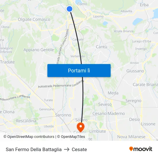 San Fermo Della Battaglia to Cesate map