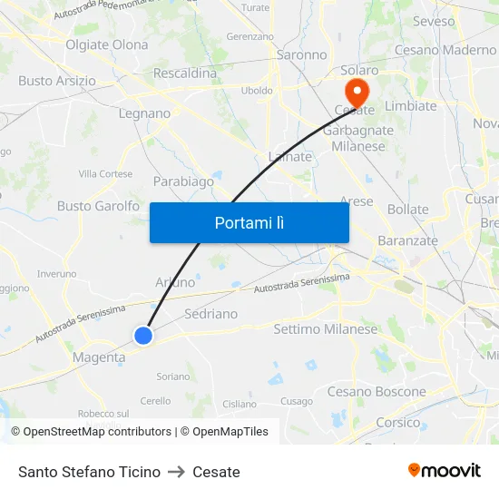 Santo Stefano Ticino to Cesate map