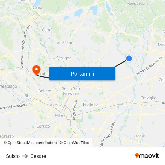 Suisio to Cesate map