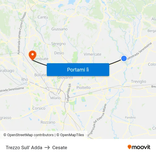 Trezzo Sull' Adda to Cesate map